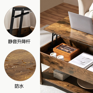 Tavolino da Caffè Sollevabile e Regolabile in Altezza in Legno da Soggiorno Disponibile in Fabbrica - Product Image 3