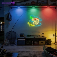 Enseigne néon de pêche à intensité variable, lumière néon en forme de poisson pour décoration murale, lumières en forme d'hameçon pour magasin d'équipement de pêche, yacht, man cave, salon