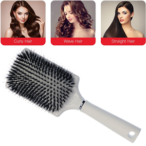 <span class=keywords><strong>Brosse</strong></span> pour Extension de cheveux, blanche avec coussin d'air carré scintillant, poils de sanglier naturels, appareil de coiffure démêlant - Product Image 5