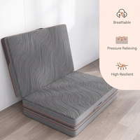 Matelas pliable Queen Size Plancher de voyage Housse amovible Compact Rangement facile Matelas pliant portable léger