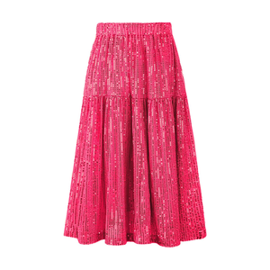 Abito di lusso con paillettes nuovo arrivo autunno inverno <span class=keywords><strong>gonna</strong></span> <span class=keywords><strong>lunga</strong></span> floreale per ragazze gonne con paillettes a-line all'ingrosso - Product Image 5