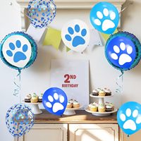 Ballons à motif de patte 12 pouces bleu marine, bleu clair, blanc, confettis à motif de patte, ballons d'anniversaire pour chien, pour garçon, fille, décoration de fête d'anniversaire pour chien