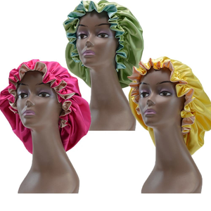 <span class=keywords><strong>Bonnet</strong></span> de nuit de luxe pour femme en satin de soie double couche, réglable et réversible, vente chaude en usine, prêt à expédier - Product Image 3