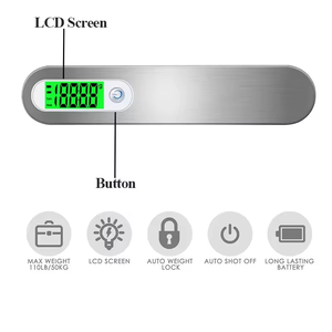 Beliebteste Gepäckwaage aus Edelstahl 50 Kg, Tragbar, Klein, Digital, Handlich, Elektronisch für Reisen - Product Image 3