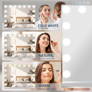 <span class=keywords><strong>Vanity</strong></span> 23 ''l 18' 'W mới một mặt 15-Bulb Gương trang điểm dẫn ánh sáng USB không dây Bluetooth Loa Kính Salon kim loại đứng - Product Image 4