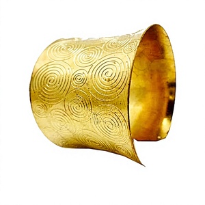 Brazalete de Alambre de Latón Chapado en Oro de Alta Calidad, Brazalete Ancho con Diamantes y Perlas, Artesanía Directamente de la India, Regalos del Fabricante - Product Image 4