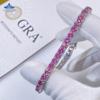 Certificats GRA 3mm 4mm 5mm 6.5mm Argent Sterling 925 Plaqué Or Blanc Bijoux Hip Hop Bracelet Chaîne Tennis Moissanite Rose