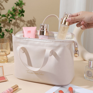Nuovo Modello 2026 Borsa da Viaggio per Cosmetici e Articoli da Bagno, Astuccio per Trucchi da Donna, Grande Capacità, Portatile, in PU con Fiocco, Cerniera e Manico Morbido, Tendenza Moda - Product Image 5
