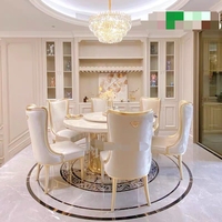 Table à manger rectangulaire de luxe en marbre au design moderne, ensemble minimaliste de table et de chaises pour 6 personnes, pour hôtel et maison