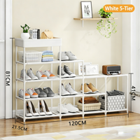 Étagère de rangement autoportante pour chambre et salon, étagère carrée moderne multi-niveaux en fer pour chaussures et sacs