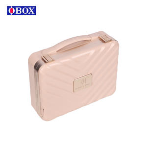 Obox Beauty Case Medium Size Portable <b>Makeup</b> Storage <b>Box</b> With Lock Pink Stripe Design Spring 2025 - Product Image 1