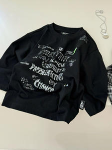 Camiseta de Manga Larga de Algodón para Niños, Primavera 2026, Nuevo Estilo, Estilo Urbano Genial, Top para Niñas, Estilo Coreano, <span class=keywords><strong>Ropa</strong></span> Casual Estampada y Holgada - Product Image 5