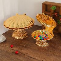 Creatieve schelpvormige fruitplateau, Europese high-end licht luxe kunst, onregelmatige vorm, driedimensionaal patroon, fruitplateau op hoge voet