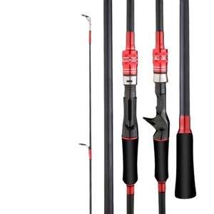 Carbon Fiber Lure Rod Set Medium Fast Action Saltwater Fishing Rod Ocean Beach Casting Rod Red Lure - Product Image 1