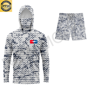 ชุดเสื้อฮู้ดดี้ตกปลาแบบสั่งทำพิเศษ แขนยาว ป้องกันแสงแดด UPF50 พร้อมกางเกงขาสั้นแห้งเร็ว อุปกรณ์กลางแจ้งครบชุด - Product Image 3