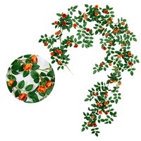Guirlande de roses artificielles en soie rouge-orange vibrantes, fausses fleurs pour couvrir les tuyaux de climatisation, décorer les balcons, les mariages et les murs