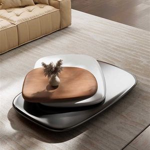 Durevole <span class=keywords><strong>noce</strong></span> impiallacciatura girevole allungabile basso tè mobili italiano moderno semplice Villa tavolino da salotto - Product Image 2
