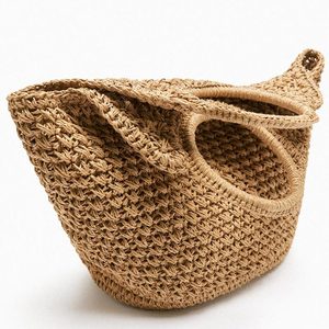 Tự nhiên dệt Tote Bag với vòng xử lý thân thiện với môi rơm túi xách, thiết kế tối giản cho phụ nữ, bãi biển mùa hè sử dụng hàng ngày - Product Image 4