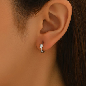 Geometric Stud <b>Earrings</b> Inlaid With Zircon Claw Setting Stainless Steel Ear <b>Post</b> For Women Fashion Jewelry - Product Image 2