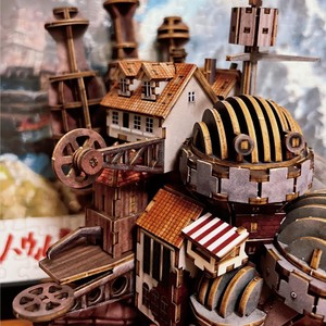 Moving Castle Wooden DIY Toy Assembly Model <strong>Building</strong> <strong>Blocks</strong> Anime Figurine Handheld 3D <strong>Puzzle</strong> - Product Image 5