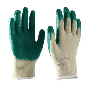 中国制造商定制标志防滑棉质外壳，带乳胶涂层工作手套
