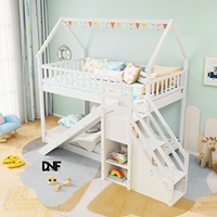 Lit superposé moderne pour chambre à coucher, double sur double, avec toboggan et escalier, étagères de rangement en bois massif pour enfants, adolescents, garçons et filles