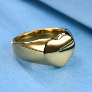 Heart-Shaped Stainless Steel <b>Ring</b> 12mm Gold Unisex Jewelry Gift - Product Image 3