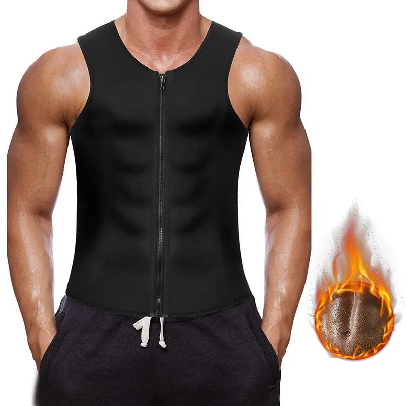 6300 Groothandel Neopreen Tank Top Shape Wear Afslanken Rits Taille Trainer Sport Mannen Zweet Sauna Vest Mannen Body Shapewear