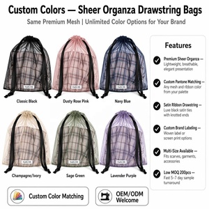 Pochette de luxe en <span class=keywords><strong>organza</strong></span> avec cordon de serrage et étiquette en tissu, sac de rangement personnalisé en <span class=keywords><strong>organza</strong></span> pour perruques, chapeaux et oreillers - Product Image 3