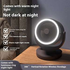 Ventilateur de table rechargeable commercial, ventilateur portable sur pied avec lumière LED pour chambre, maison et extérieur - Product Image 3