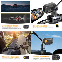 Caméra de tableau de bord pour moto Podofo 2K, étanche IP66, enregistrement en boucle, 1080P HD, mini WiFi pour moto, enregistreur sans écran, OEM ODM