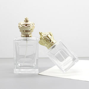 Flacon de parfum en verre transparent carré de 50 ml avec bouchon à baïonnette et clip, flacon cosmétique vide - Product Image 1