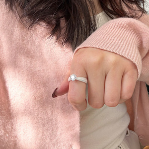 Anillo Solitario de Plata de Ley 925, Anillo de Compromiso de Boda Redondo, Anillo Clásico de Aniversario para Esposa o Novia - Product Image 6