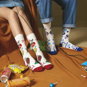 Производитель, забавные хлопковые носки для мужчин и женщин с логотипом на заказ