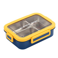 Boîte à lunch isotherme en acier inoxydable 304, compatible micro-ondes, trois compartiments, pour les employés de bureau, les étudiants, légère, type bento
