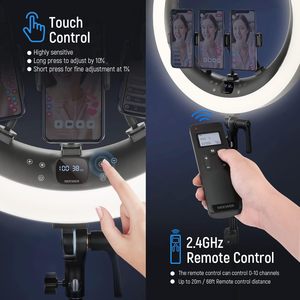Anneau lumineux <span class=keywords><strong>NEEWER</strong></span> RP19H 19 pouces avec support et 3 supports pour téléphone, mise à niveau 2.4G et contrôle tactile, gradation douce à 1%, 42W CRI - Product Image 5