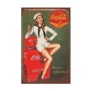 Top Quality Customized Pattern Decorative Sexy Woman Tin Poster Cola Girl House Wall Metal Sign