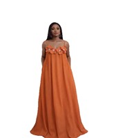 Robe longue sans dos ni manches pour les vacances, imprimé floral 3D, style décontracté, coupe ample, jupe trapèze, tissu polyester, taille mi-haute