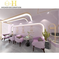 Comptoir de présentation de luxe violet clair pour pâtisserie, vitrine murale pour boulangerie, mobilier de magasin de détail