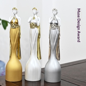 Trophée Créatif de 35 cm en Métal Doré et Argenté Haut de Gamme, Design Déesse Solide, Sculpture d'Art Abstrait Personnalisée de Déesse <span class=keywords><strong>Muse</strong></span> - Product Image 6