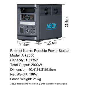 ABOK Ark2000 1536Wh LiFePO4 Portable Power Station 2000W <b>Solar</b> Generator US EU Local Stock Fast Delivery for Home Backup Outdoor - Product Image 5