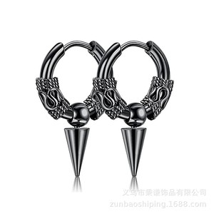 ต่างหูโทเท็มมังกรต่างหูสแตนเลสสตีลสำหรับผู้ชายและผู้หญิงต่างหูเหล็กไทเทเนียมจี้ทรงกลมลูกปัดรูปทรงเรขาคณิต <span class=keywords><strong>NAT</strong></span> - Product Image 5