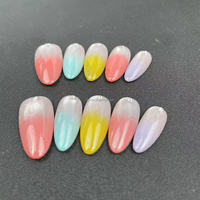 Puro prensado a mano mezcla de uñas gradiente ojo de gato Flash diamante alta calidad reutilizable Prensa en uñas al por mayor