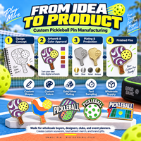 Épingles de revers personnalisées pour pickleball, OEM ODM, promotionnelles, pour clubs sportifs, tournois, souvenirs, articles de marque, fournisseur partenaire, épingles en métal