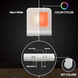Veilleuse LED colorée à brancher, capteur de lumière automatique, lampe de nuit arc-en-ciel à économie d'énergie de 0.5W pour chambre à coucher, couloir, escalier - Product Image 4