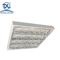 Lampe de plafond à grille T8, prix direct usine, 4x8W, forme rectangulaire, avec grille à lamelles, luminaire fluorescent
