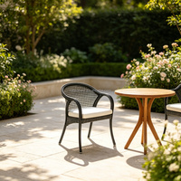 Fauteuil de salle à manger d'extérieur moderne en aluminium et rotin, style traditionnel durable