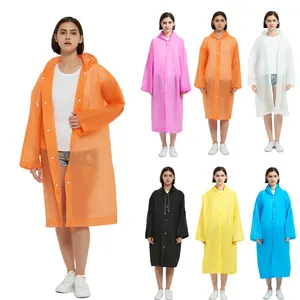 Custom Logo Print Peva Eva Waterproof Transparent Rain Poncho Rain Jacket Rain Coat Raincoat