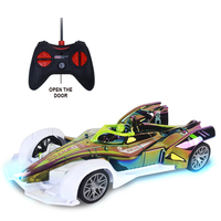 Voiture télécommandée de course à 5 canaux avec pulvérisation UV, phares et portes ouvrantes