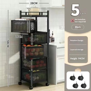 Multifunctional Kitchen Storage Rack Rotating Floor Trolley Multi-Layer Snack Basket for Fruit Vegetable Dinnerware - Product Image 2